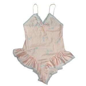 Vintage Miss Dira Satin & Lace Lingerie Romper - Small